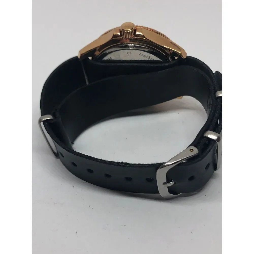 Fossil AM4511 Women's Black Leather Analog Dial Quartz Genuine Wrist Watch RK382